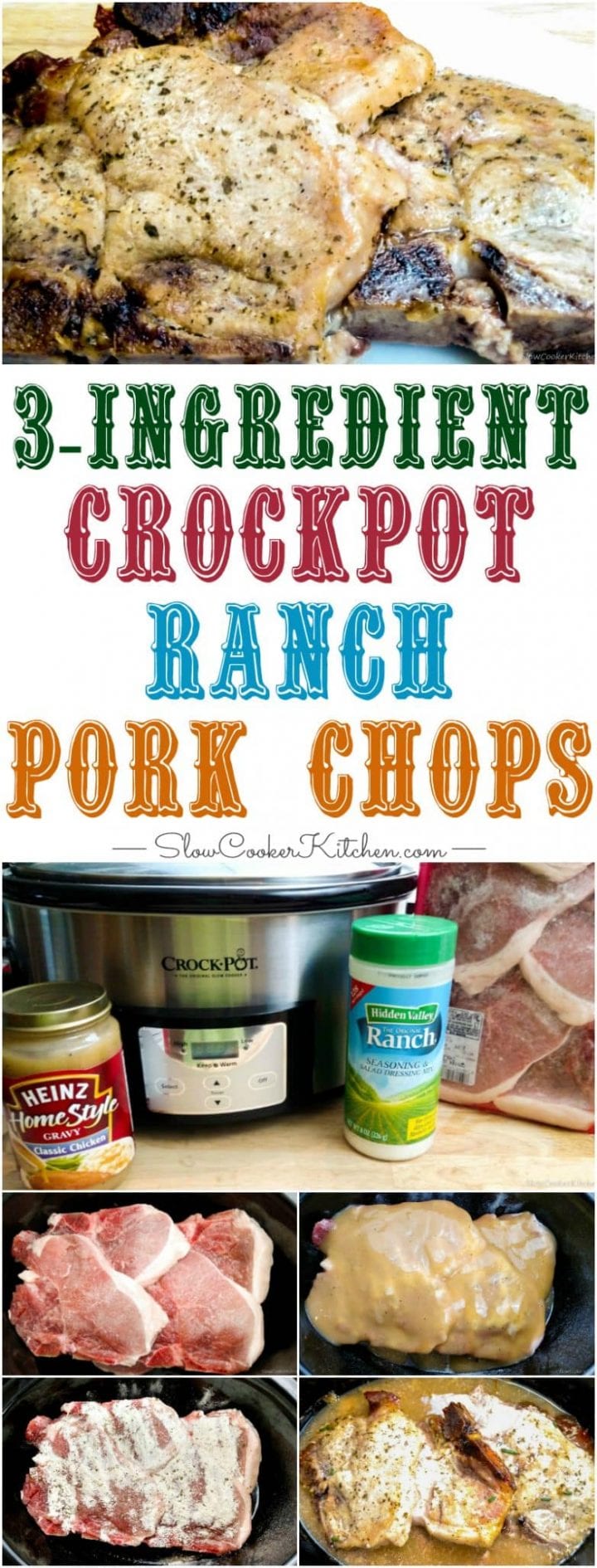 3Ingredient Crockpot Ranch Pork Chops
