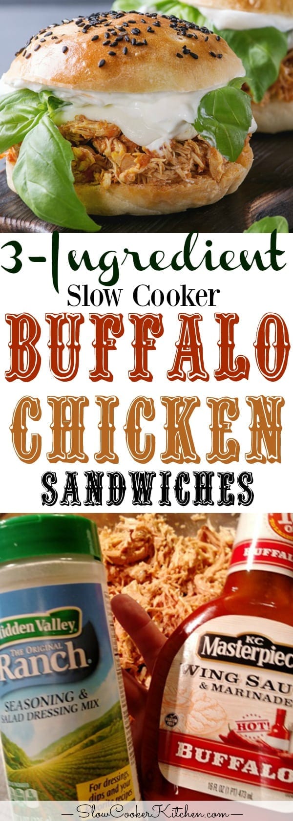 3Ingredient Crockpot Buffalo Chicken