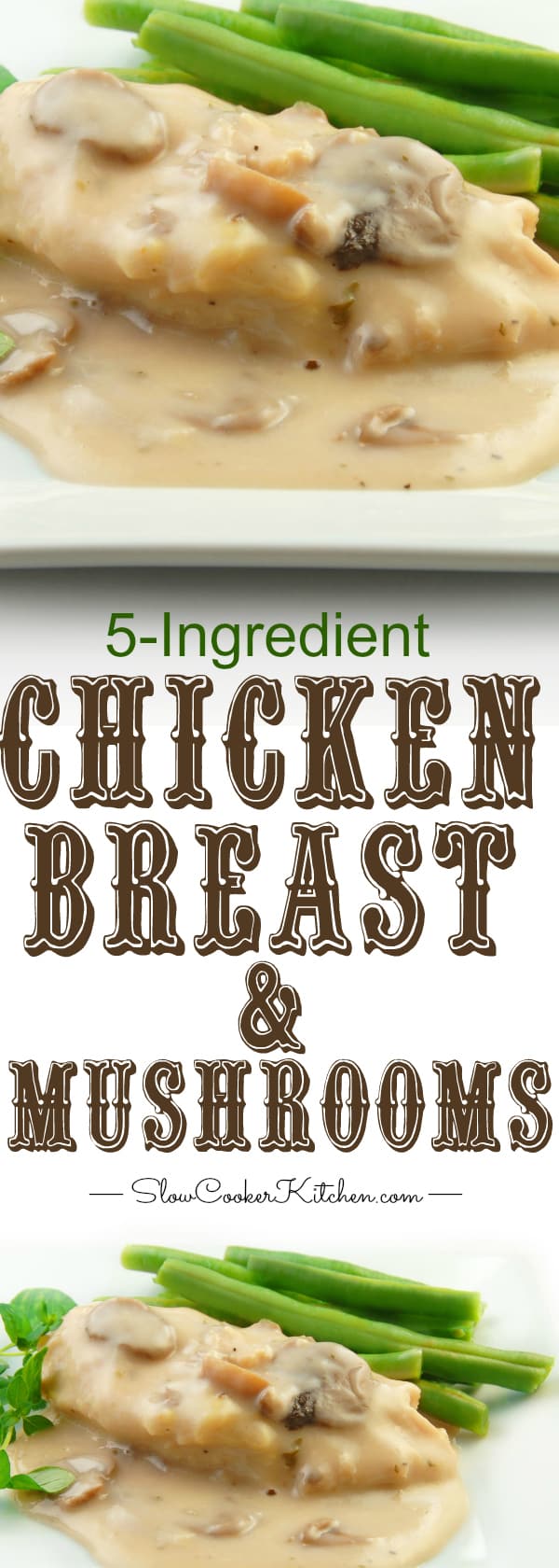 5-Ingredient Crock Pot Chicken and Mushrooms | SlowCookerKitchen.com