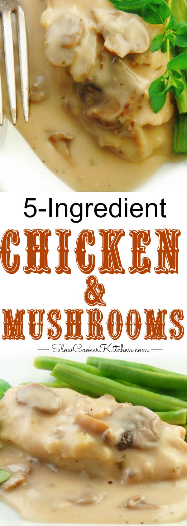 5-Ingredient Crock Pot Chicken and Mushrooms | SlowCookerKitchen.com