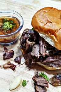 4-Ingredient Crock Pot Shredded Beef Au Jus