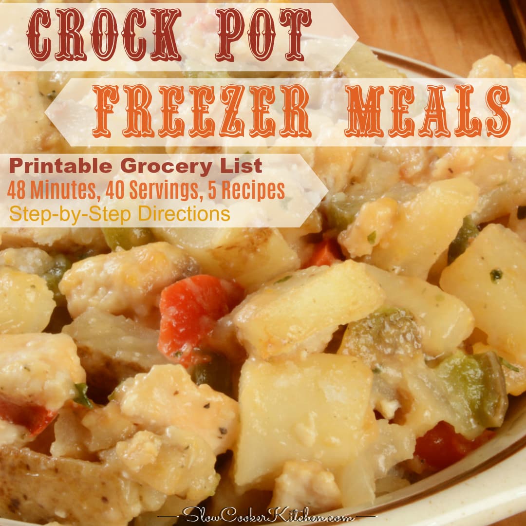 Easy Crock Pot Freezer Meals 1 Week in 48 Min | SlowCookerKitchen.com