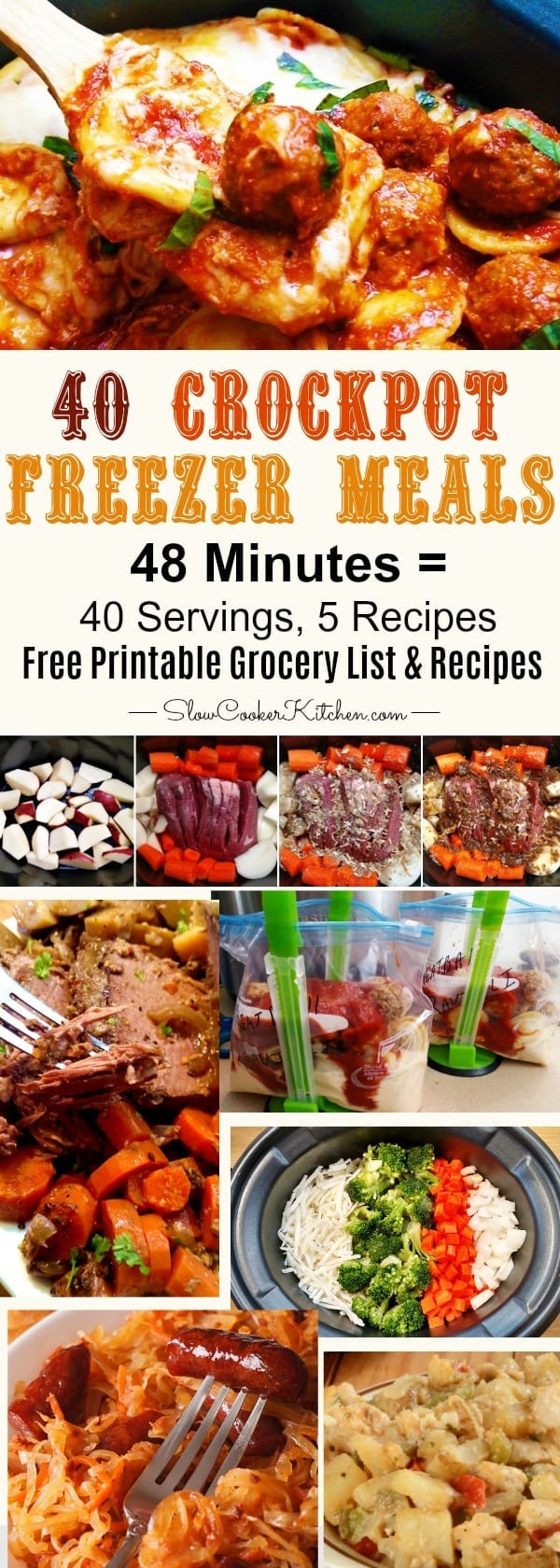 Easy Crock Pot Freezer Meals 1 Week in 48 Min | SlowCookerKitchen.com