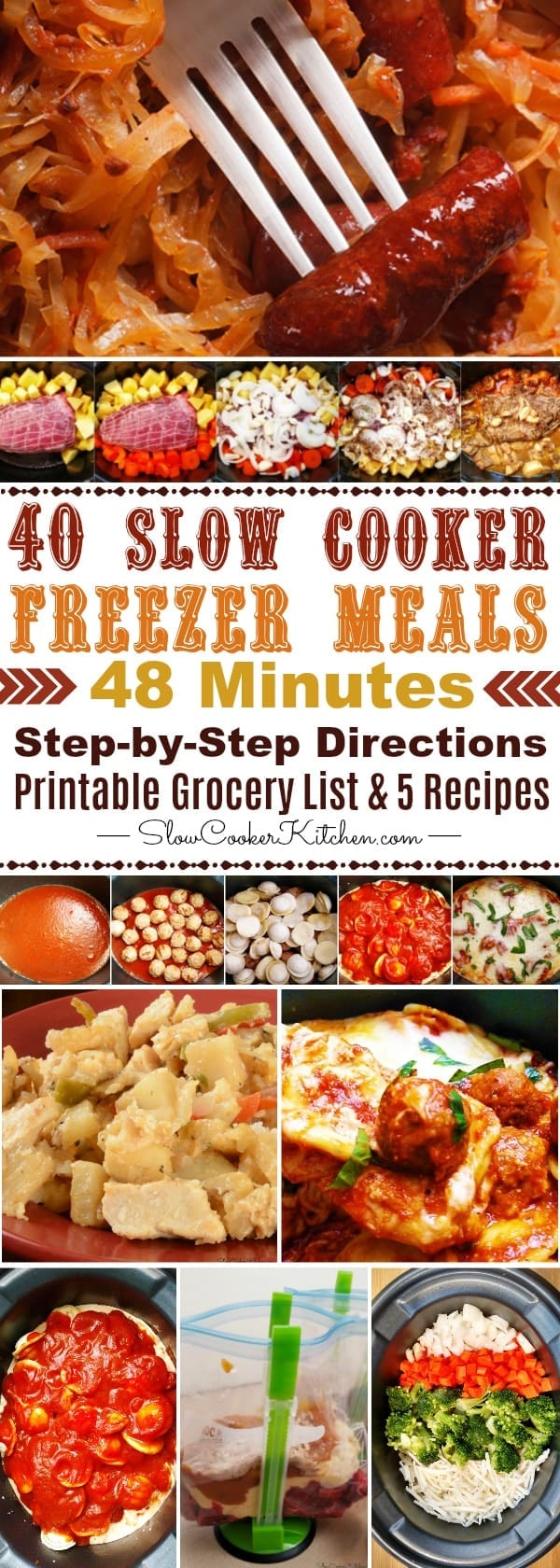 Easy Crock Pot Freezer Meals 1 Week in 48 Min | SlowCookerKitchen.com