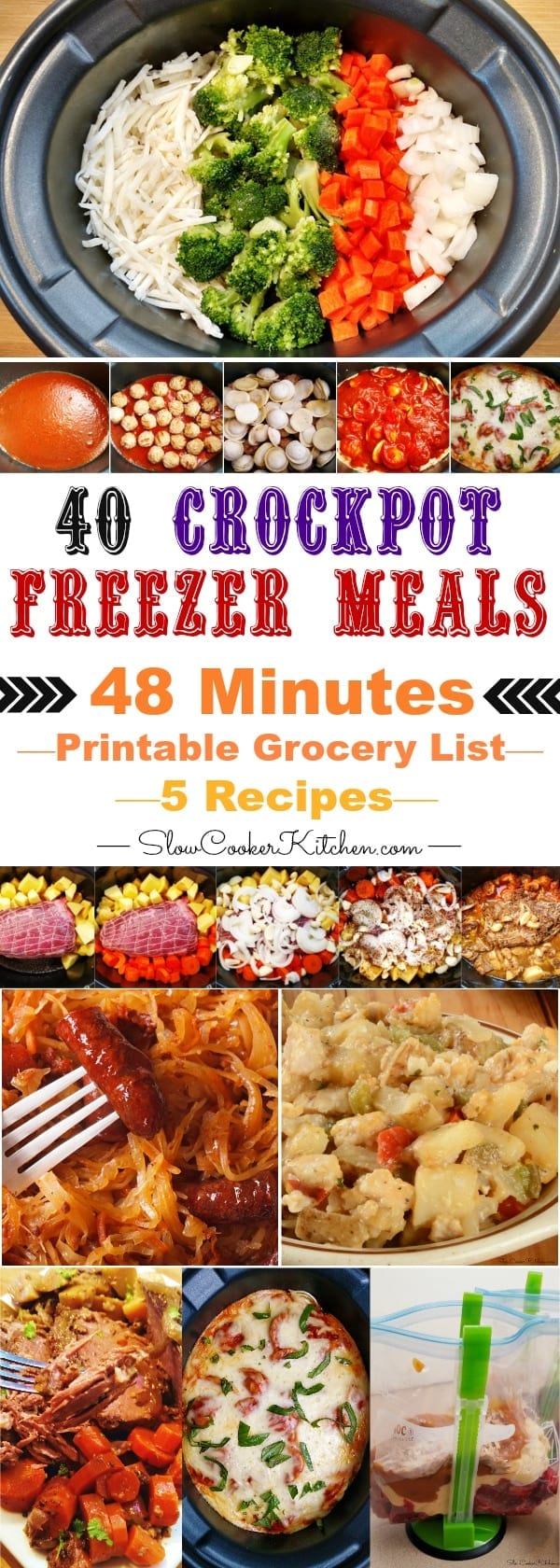 Easy Crock Pot Freezer Meals 1 Week in 48 Min | SlowCookerKitchen.com
