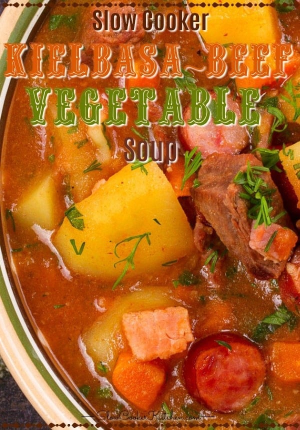 Loaded Crock Pot Beef Vegetable Soup | Slow Cooker Kitchen
