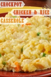 Crock Pot Chicken and Rice Casserole! Freezer friendly with stove-top AND oven directions provided too.