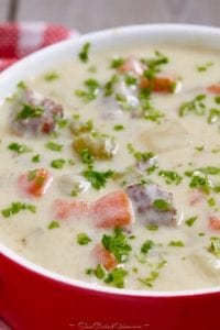 Cheesy Crockpot Ground Beef & Vegetable Soup