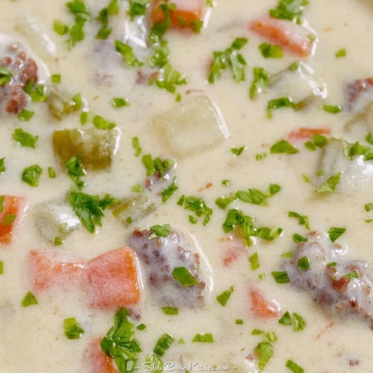 Creamy Hamburger Vegetable Soup Slow Cooker Kitchen