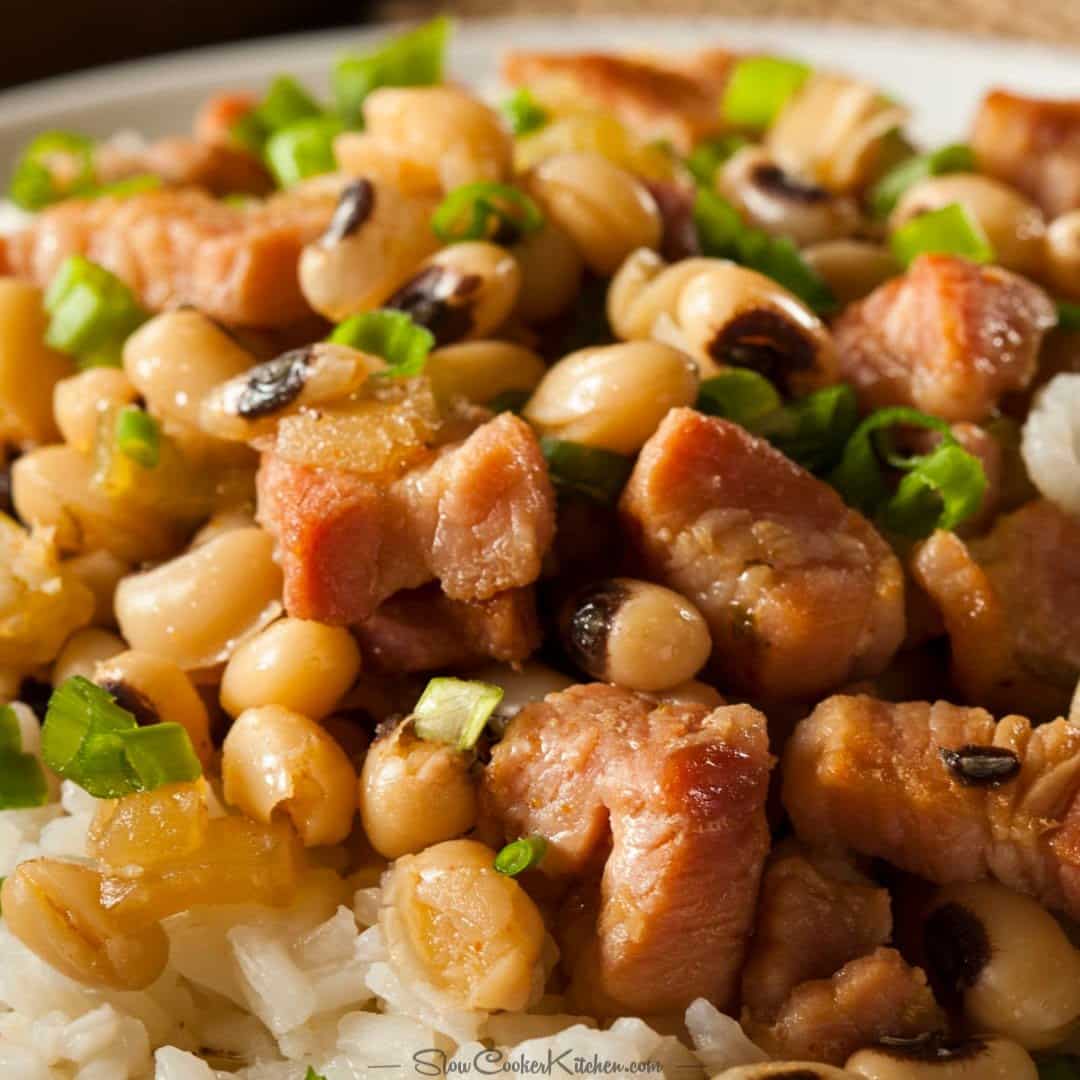 Slow Cooker Hoppin John Black Eyed Peas and Ham Recipe