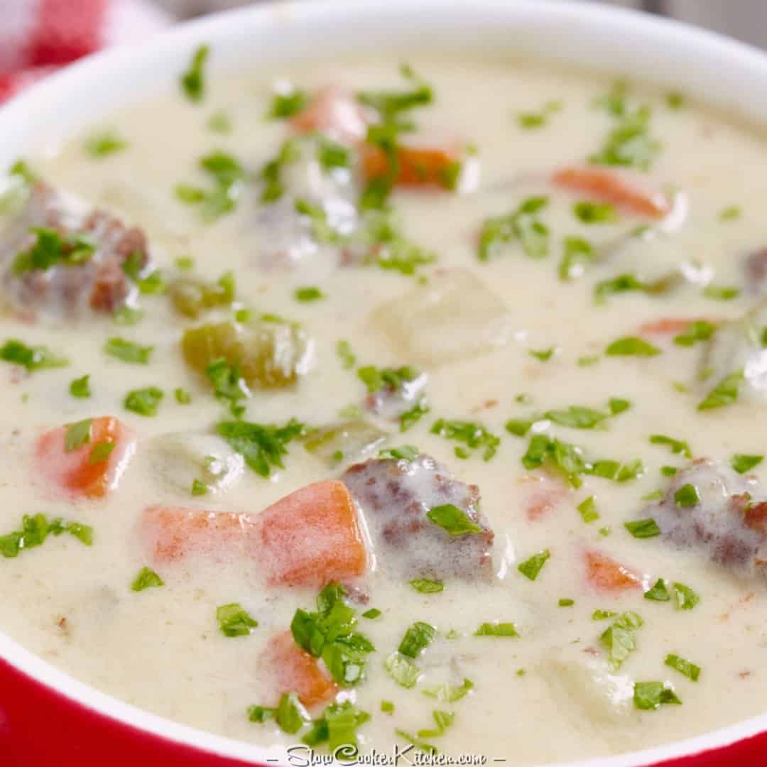 Creamy Crockpot Hamburger Vegetable Soup Slow Cooker Kitchen