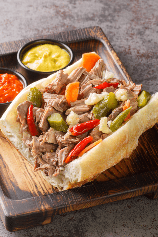 Crockpot Portillo's Italian beef sandwich recipe with ingredients and cooking methods