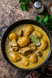 Crock Pot beef Massaman curry with tender beef chunks and potatoes