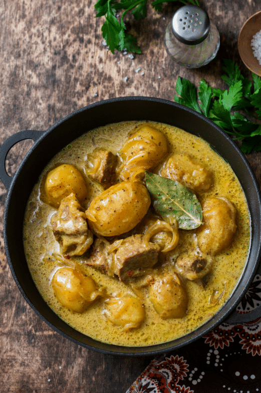Crock pot beef Massaman curry with tender beef and gold potatoes
