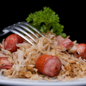 Crockpot kielbasa and sauerkraut with sliced smoked sausage
