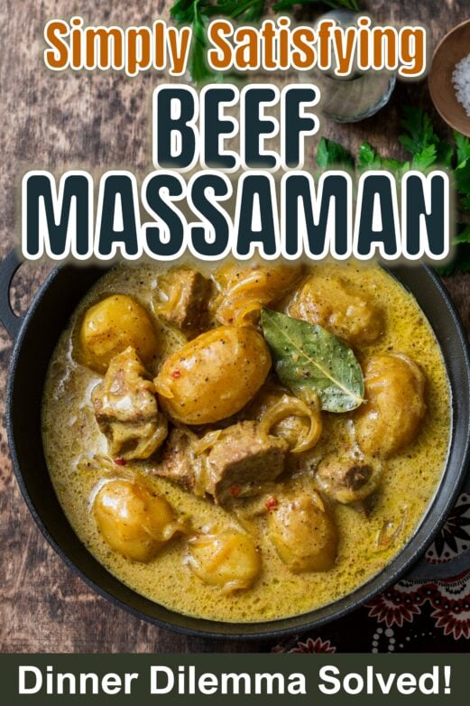 Easy beef Massaman curry with tender beef potatoes and creamy sauce