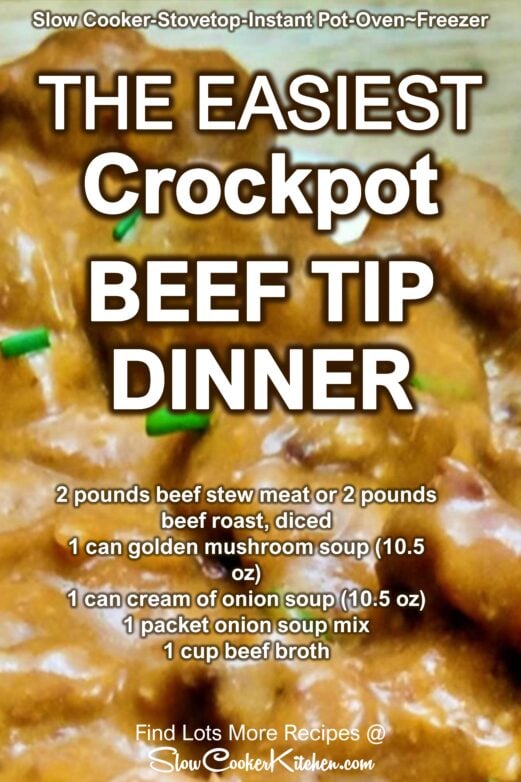 Easy crockpot beef tip dinner with five simple ingredients