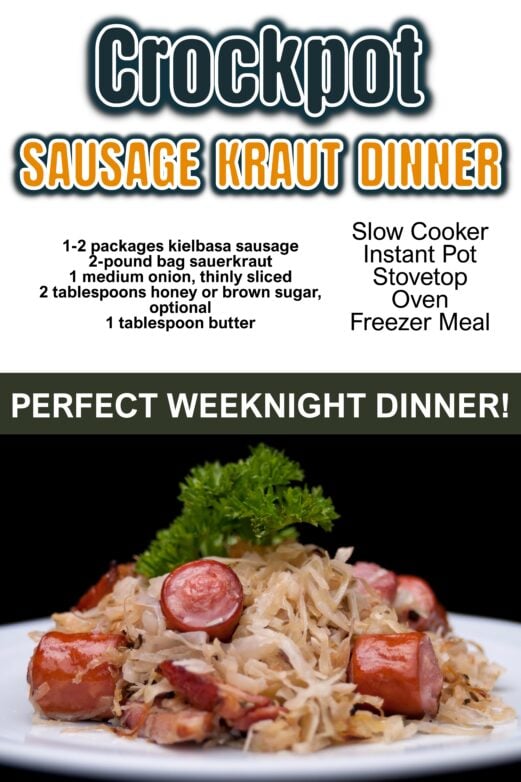 Easy crockpot kielbasa kraut dinner with five ingredients