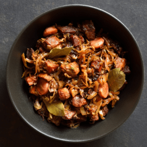Pork roast with kielbasa and sauerkraut