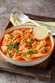 Slow cooker salsa chicken with tender shredded chicken and fresh lime